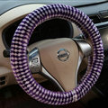 Pretty Polka Dot Auto Steering Wheel Wrap Velvet 15 Inch 38CM - Purple White