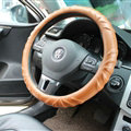 Quality Auto Steering Wheel Covers PU Leather 15 Inch 38CM - Brown