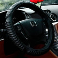 Quality Auto Steering Wheel Wrap PU Leather 15 Inch 38CM - Black