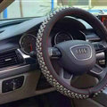 Quality Beaded Car Steering Wheel Cover Genuine Leather 15 Inch 38CM - Black