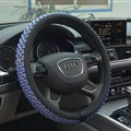 Quality Beaded Car Steering Wheel Cover Genuine Leather 15 Inch 38CM - Blue
