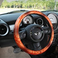 Snake Print Auto Steering Wheel Covers PU Leather 15 Inch 38CM - Coffee