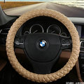 Unique Auto Steering Wheel Covers PU Leather 15 Inch 38CM - Beige