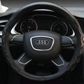 Unique Auto Steering Wheel Covers Sheepskin Leather 15 Inch 38CM - Black