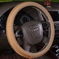Unique Beaded Car Steering Wheel Cover PU Leather 15 Inch 38CM - Gold