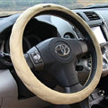 Unique Figure Car Steering Wheel Covers Sheepskin Leather 15 Inch 38CM - Beige