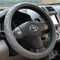 Unique Figure Car Steering Wheel Covers Sheepskin Leather 15 Inch 38CM - Grey