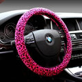 Unique Leopard Print Car Steering Wheel Covers Velvet 15 Inch 38CM - Rose