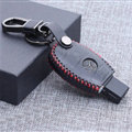 Fashion Genuine Leather Automobile Key Bags Smart for Benz C200 - Black Red