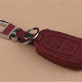 Hand Made Genuine Leather Automobile Key Bags Fold for Audi A4L - Red