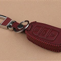 Hand Made Genuine Leather Automobile Key Bags Fold for Audi Q3 - Red