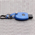 Luxury Genuine Leather Automobile Key Bags Smart for Benz C180 - Blue