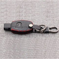 Luxury Genuine Leather Automobile Key Bags Smart for Benz E260L - Black Red