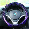 Bowknot Glitter Lace Universal Car Steering Wheel Covers 15 inch 38CM - Purple