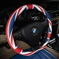 Calssic UK Flag Patterns PU Leather Car Steering Wheel Covers 15 inch 38CM - Red Blue