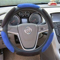 Calssic Universal Car Steering Wheels Covers Suedette Leather 15 Inch - Black Blue