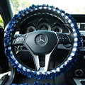Classic Plaid Fold Lace Cotton Flax Car Steering Wheel Covers 15 inch 38CM - Deep Blue