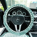 Classic Plaid Fold Lace Cotton Flax Car Steering Wheel Covers 15 inch 38CM - Mint green