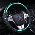 Cool Hollow Glitter Car Steering Wheel Covers Bright PU Leather 15 inch 38CM - Green