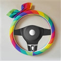Cute Bowknot Flax Universal Elastic Auto Steering Wheel Covers 15 inch 38CM - Colour