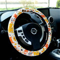 Cute Butterfly Cats PU Leather Universal Car Steering Wheel Covers 15 inch - Yellow