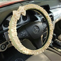 Elegant Bowknot Lace Fold Car Steering Wheel Covers Cotton 15 inch 38CM - Beige