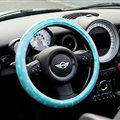 Fashion Female Polka dot Universal Car Steering Wheel Covers PVC 15 inch - Blue