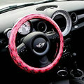Fashion Female Rhombus Universal Car Steering Wheel Covers PVC 15 inch - Rose