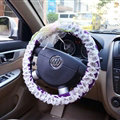 Female Romantic Lace Flower Universal Auto Steering Wheel Covers 15 inch 38CM - Purple