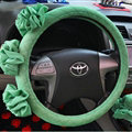 Female Stereo Flower Cotton Universal Auto Steering Wheel Covers 15 inch 38CM - Green
