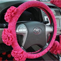 Female Stereo Flower Lace Universal Auto Steering Wheel Covers 15 inch 38CM - Rose