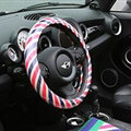 Personalized Diagonal Female Universal Car Steering Wheel Covers PVC 15 inch - Red Blue