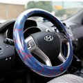 Personalized Stripe Monkey Universal Car Steering Wheel Covers PVC 15 inch - Blue Red