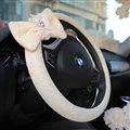Princess Bowknot Lace Universal Car Steering Wheel Covers 15 inch 38CM - Beige