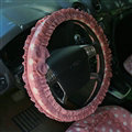 Princess Style Bowknot Lace Car Steering Wheel Covers Cotton 15 inch 38CM - Pink