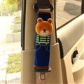 Cute Bear Kids Winter Plush Car Seat Safety Belt Covers Pads Car Decoration 2pcs - Blue