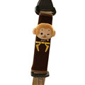 Cute Monkey Kids Winter Plush Car Seat Safety Belt Covers Pads Car Decoration 2pcs - Coffee