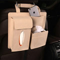 New Waterproof Felt Car Seat Back Organizer Holder Pocket Hanger Storage Bag - Beige