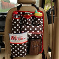 Polka Dot Multi-function Car Seat Back Hanging Pocket Thermal Storage Bag for Children - Coffee