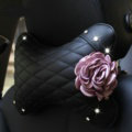 1PCS Flower Crystal Leather Car Neck Pillow Four Seasons General Auto Headrest for Women - Pink