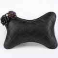 1PCS Flower Leather Car Neck Pillow Four Seasons General Auto Headrest for Women - Purple Black