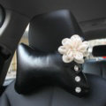 1PCS Roses Crystal Leather Car Neck Pillow Four Seasons General Auto Headrest for Women - Beige