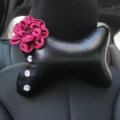 1PCS Roses Crystal Leather Car Neck Pillow Four Seasons General Auto Headrest for Women - Purple
