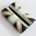 2pcs Car Safety Seat Belt Covers England UK Flag Leather Shoulder Pads - Beige Black