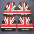 5pcs Rubber Car Floor Mats England UK Flag Universal Carpet Decorative Sets - Red Black