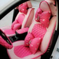Automotive Seat Covers for Women PU Leather Universal Packs Car Seat Cushion Set - Rose Beige