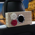 Camellia Leather Car Tissue Box Holder Case Auto Seat Back Hanging Tissue Bag - Beige