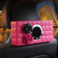 Camellia Leather Car Tissue Box Holder Case Auto Seat Back Hanging Tissue Bag - Rose
