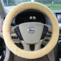 Cheapest Winter Plush Elastic Car Steering Wheel Covers 15 inch 38CM - Beige