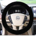 Cheapest Winter Plush Elastic Car Steering Wheel Covers 15 inch 38CM - Black
